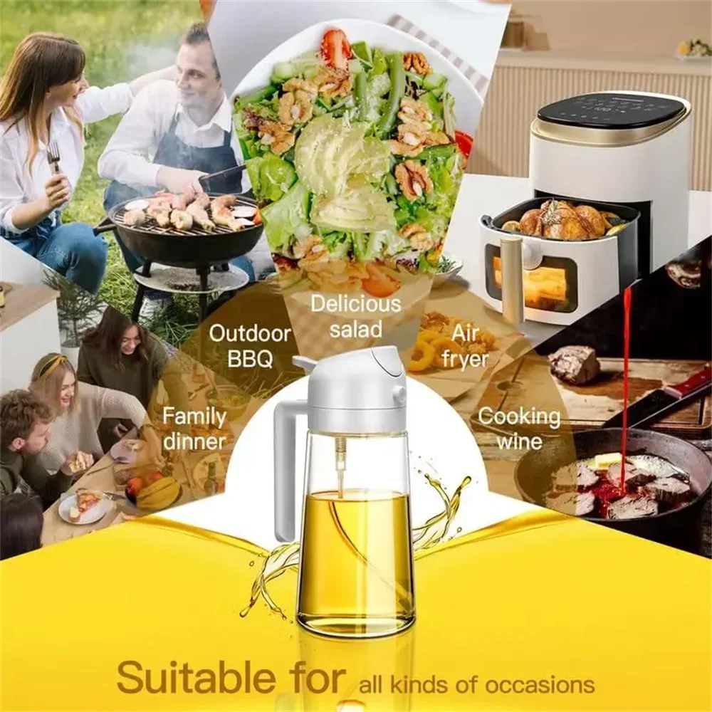 Olive Oil Dispenser,15.8oz/470ml,2in1 Oil Sprayer & Pourer for Salads,Frying,Grilling,Ideal for Kitchen,Glass Oil Sprayer Bottle