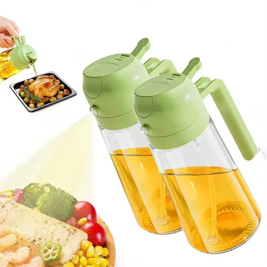 Olive Oil Dispenser,15.8oz/470ml,2in1 Oil Sprayer & Pourer for Salads,Frying,Grilling,Ideal for Kitchen,Glass Oil Sprayer Bottle
