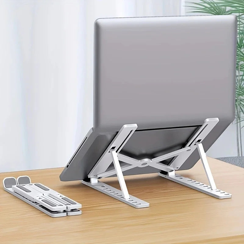 Portable Plastic Laptop Stand - Ergonomic Angle Adjustment, Lightweight Durable Design Workspace Organization Home Office Use
